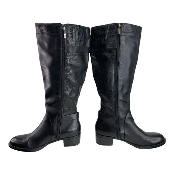 FRANCO SARTO Womens Black Side Zip Knee High L-Crash Riding Boots Size 6.5 WC - Picture 3 of 13